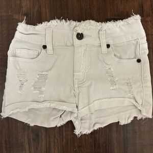 Contraband White Frayed Hem Distressed Denim Shorts girls 12